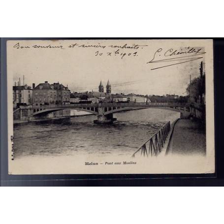 77 - Melun - Pont aux Moulins - Voyagé - Dos non divisé