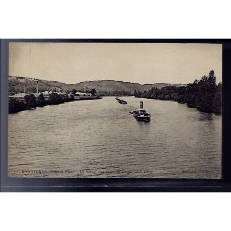 78 - Bonnières - la Seine - vue prise du Pont - Non voyagé - Dos divisé