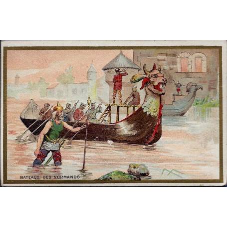 Chromo - Bateaux des normands - Bon état - 6.5 cm x 10.5 cm