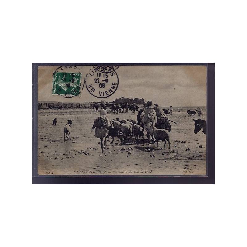 Algérie - Sahara algérien - Caravane traversant un Oued - 1908 - Animée - Beau plan