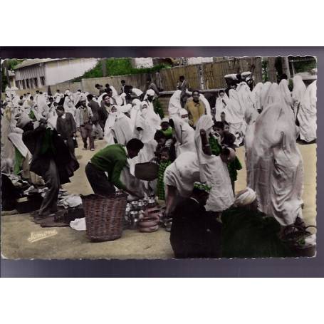 Algérie - Alger - Marché indigène du vendredi - Beau plan en couleur - Animé - 1957